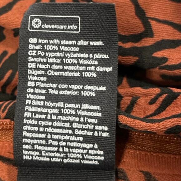 & Other Stories Brown Smocked Animal Zebra Print Square Long Sleeve Crop Top 0 - Picture 9 of 9